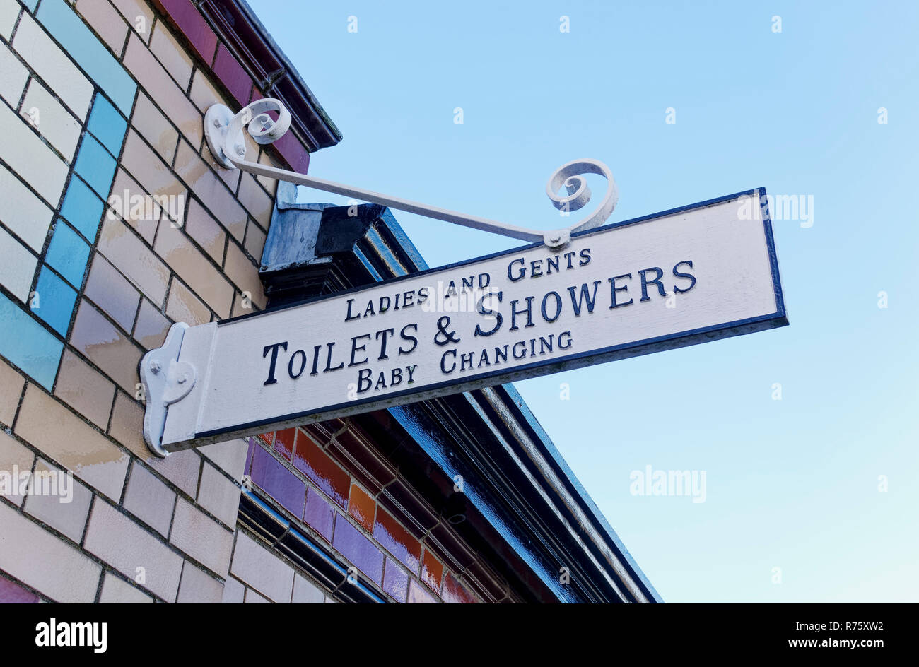 Toilettes Les toilettes publiques à signer à Rothesay, Isle of Bute, Argyll, Scotland Banque D'Images