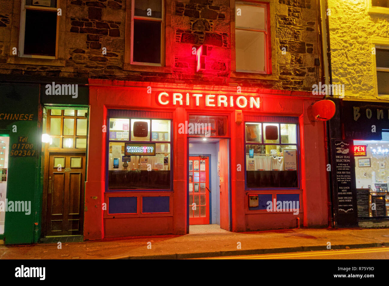 Le critère Bar à Rothesay, Isle of Bute, Ecosse, UK at night Banque D'Images