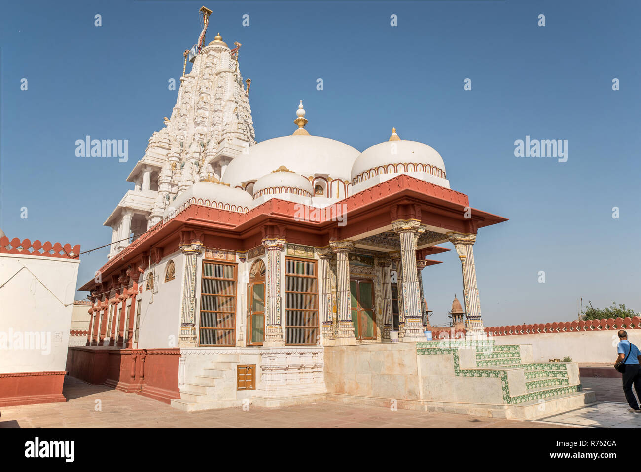 Vue extérieure Temple Bhandasar Jain, Bikaner, Rajasthan, Inde Banque D'Images