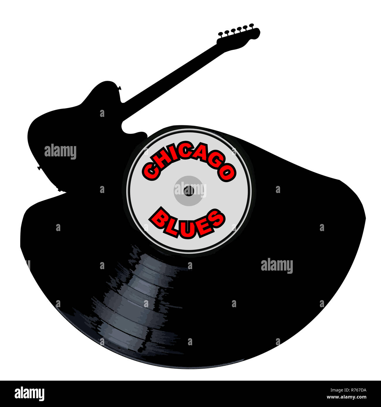 Chicago Blues Music Record Silhouette Banque D'Images