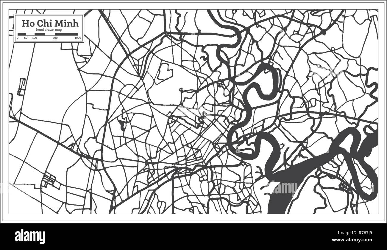 Ho Chi Minh City Vietnam Carte en style rétro. Une carte de Noël. Vector Illustration. Illustration de Vecteur