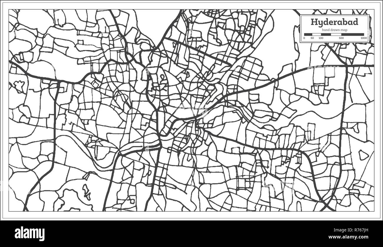 Hyderabad Inde Plan de ville en style rétro. Une carte de Noël. Vector Hyderabad Inde Plan de ville en style rétro. Une carte de Noël. Vector