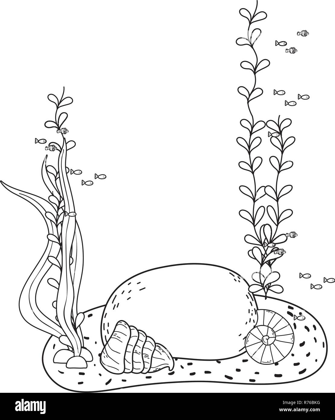Sous l'icône nature algues Illustration de Vecteur