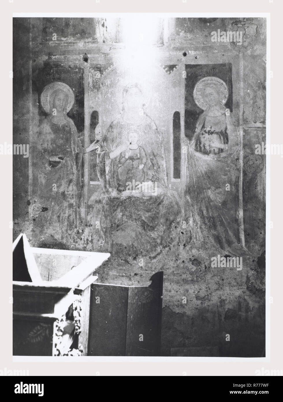 Campanie Caserta Capoue S. Marciano, c'est mon l'Italie, l'Italie Pays de l'histoire visuelle, des photos montrent des fresques et des fragments de peinture. Banque D'Images