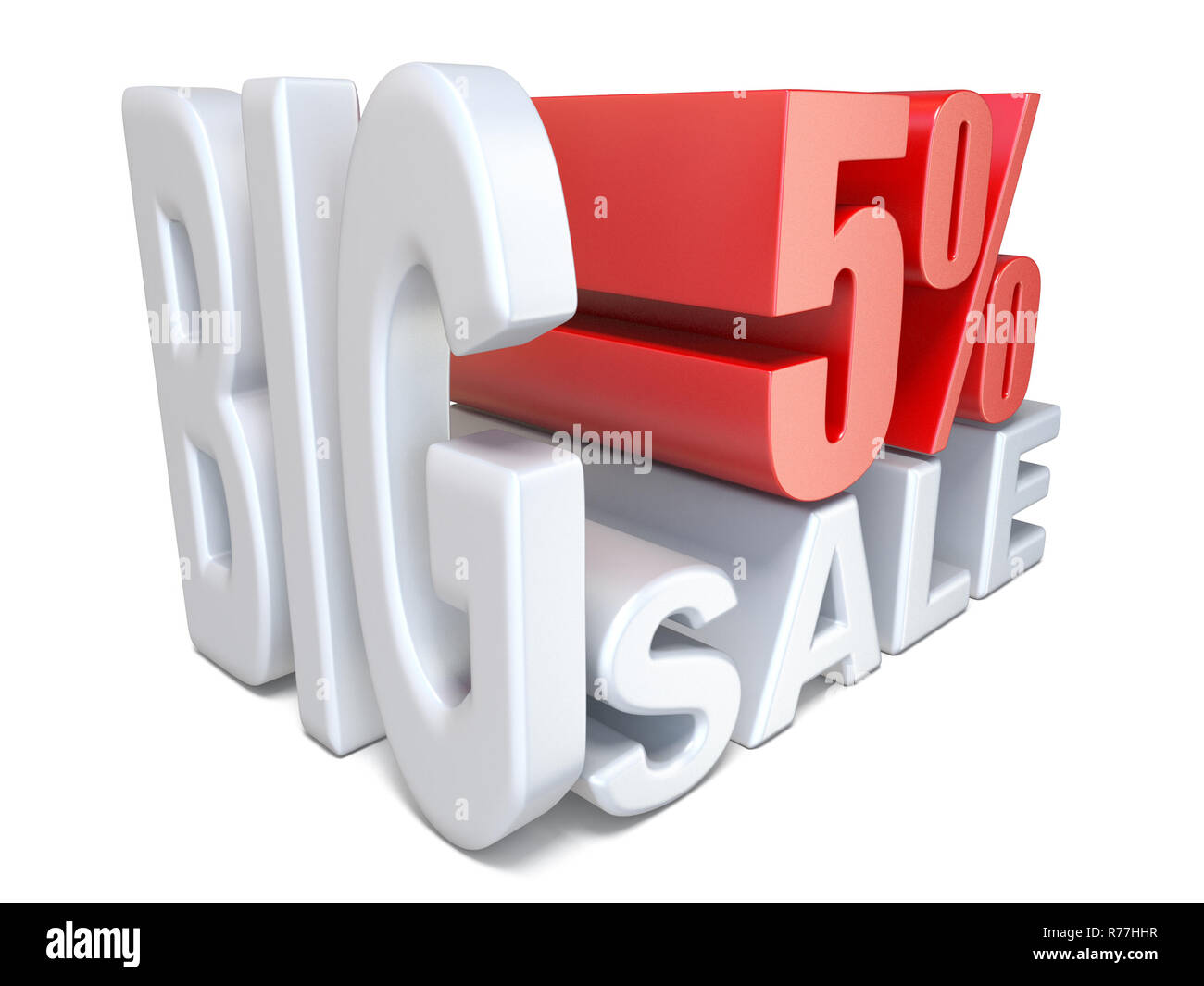 Blanc Rouge grosse vente signe pourcentage 5 3D Banque D'Images