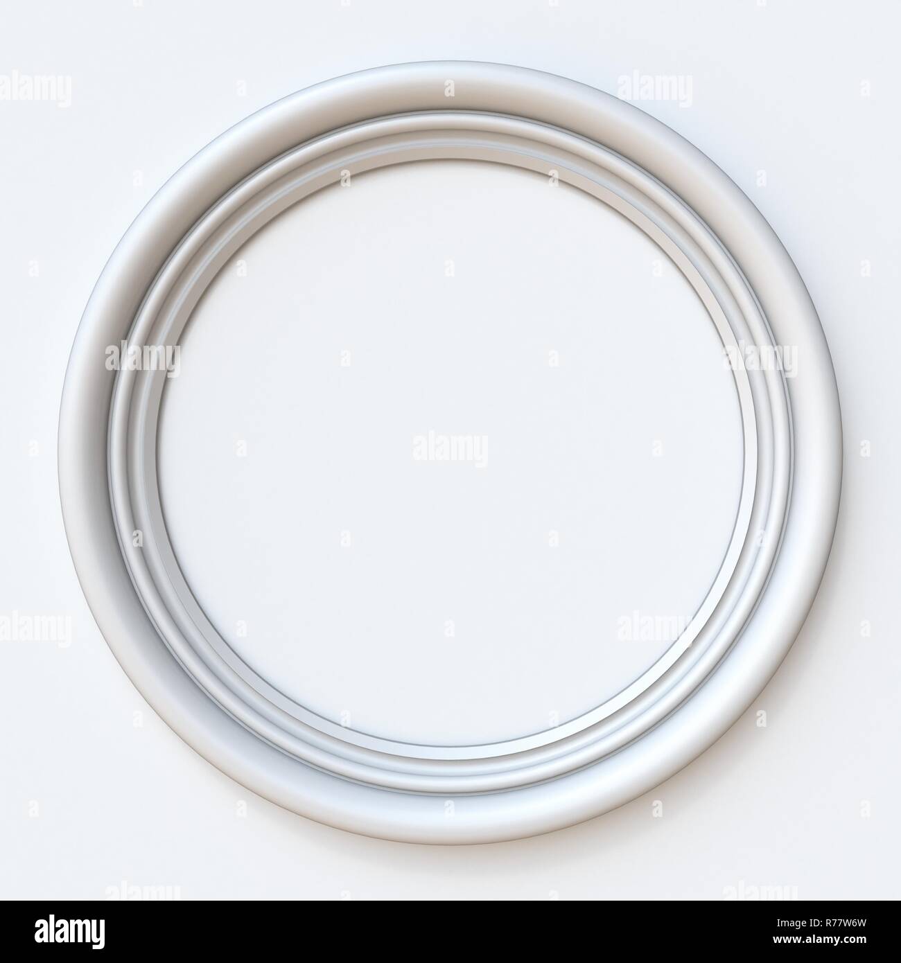 Cadre photo blanc rendu 3D circulaire illustration sur fond blanc Banque D'Images