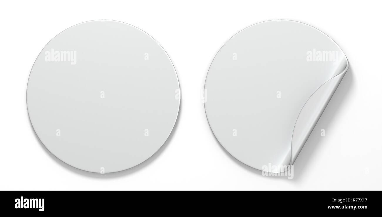 Blank cercle blanc autocollants avec 3D'angle Banque D'Images