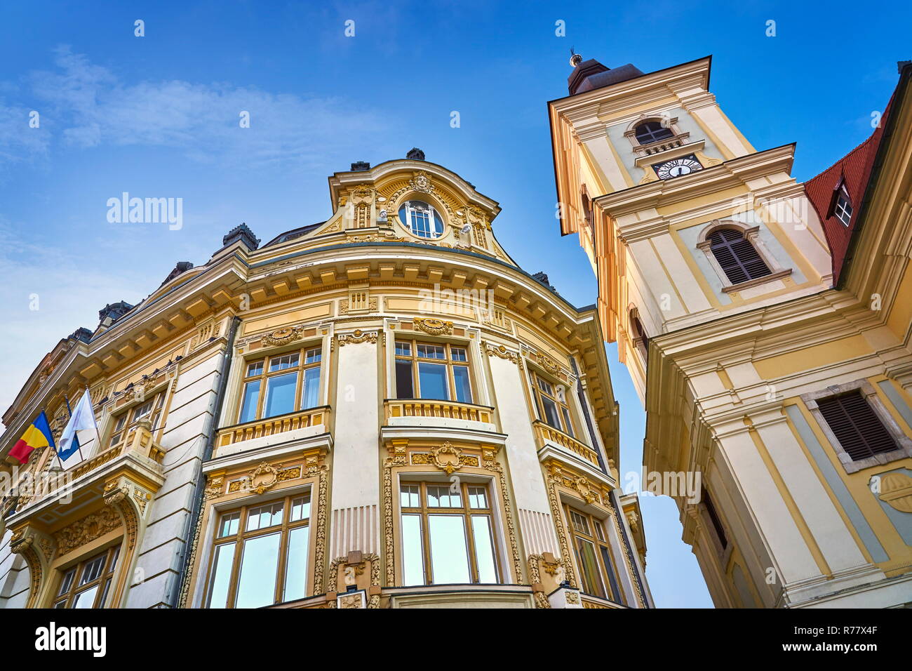 Hôtel de ville dans le Grand carré, Sibiu, Transylvanie, Roumanie Banque D'Images