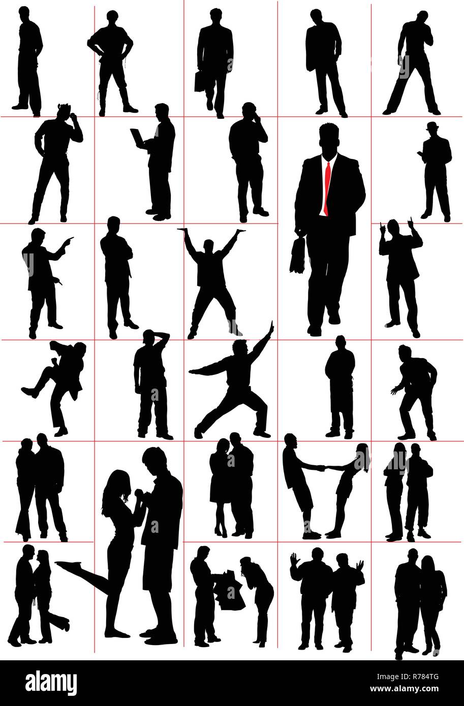 Les gens de silhouettes. Les hommes. Les femmes. Paire. Couple. Vector illustration Illustration de Vecteur