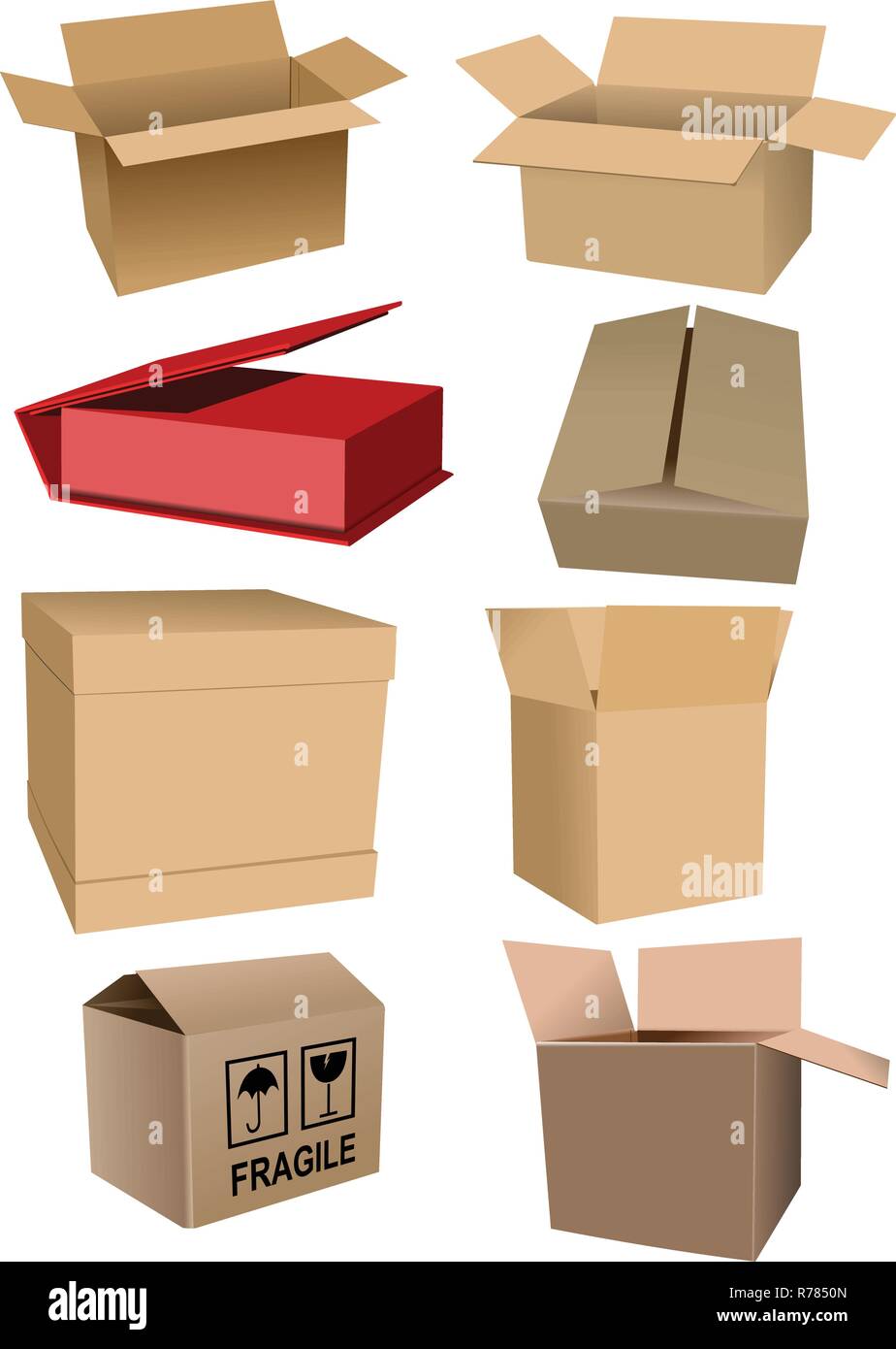 Grand ensemble de boîtes d'emballage carton isolé sur fond blanc Image  Vectorielle Stock - Alamy