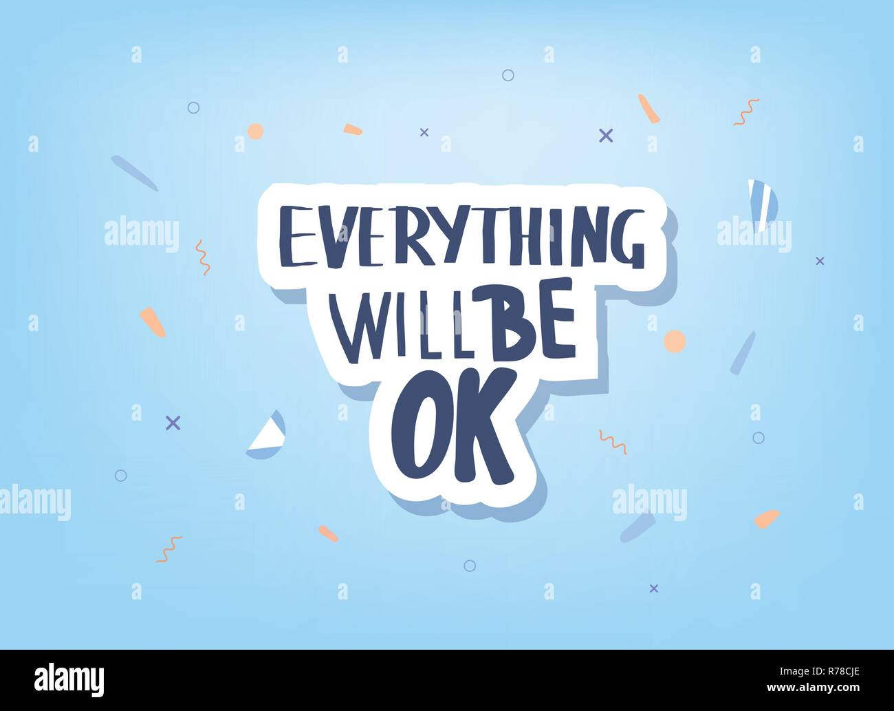 Tout sera ok lettrage manuscrit. Poster vector modèle avec motivation citation. Illustration couleur. Illustration de Vecteur