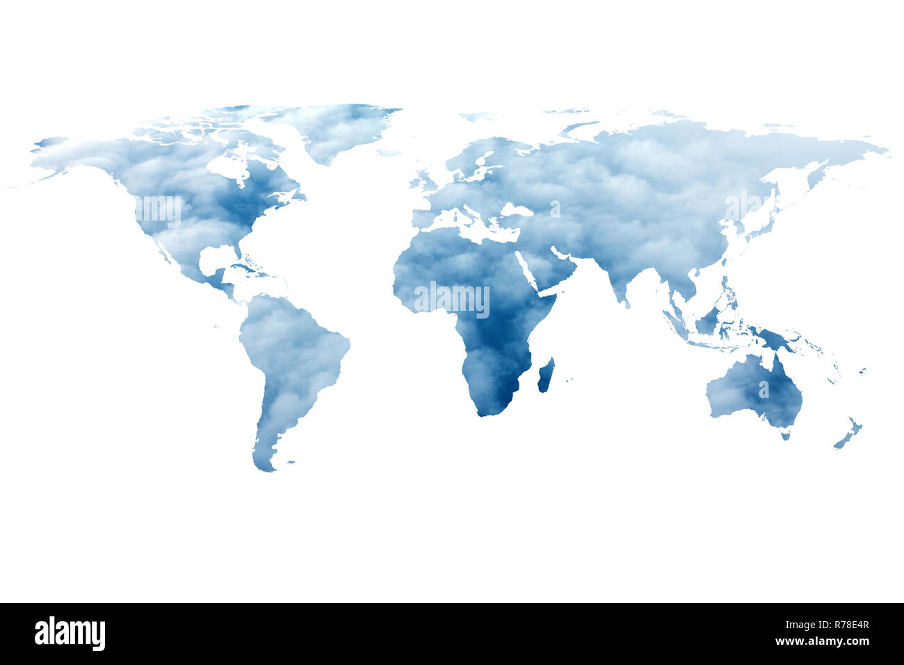 Carte du monde et les nuages Banque D'Images