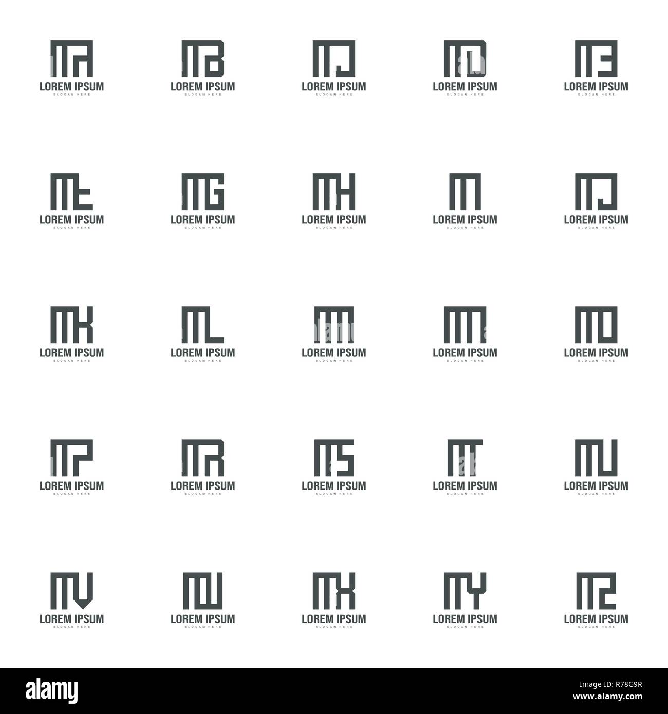 Ensemble de logo lettre modèle. Template design logo lettre minimale Illustration de Vecteur