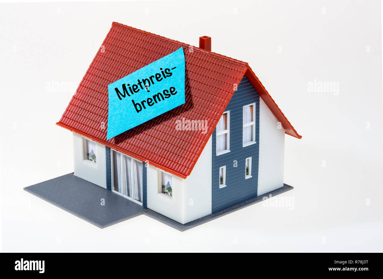 Symbole de l'immobilier, prix de location, frein de langue allemande Banque D'Images