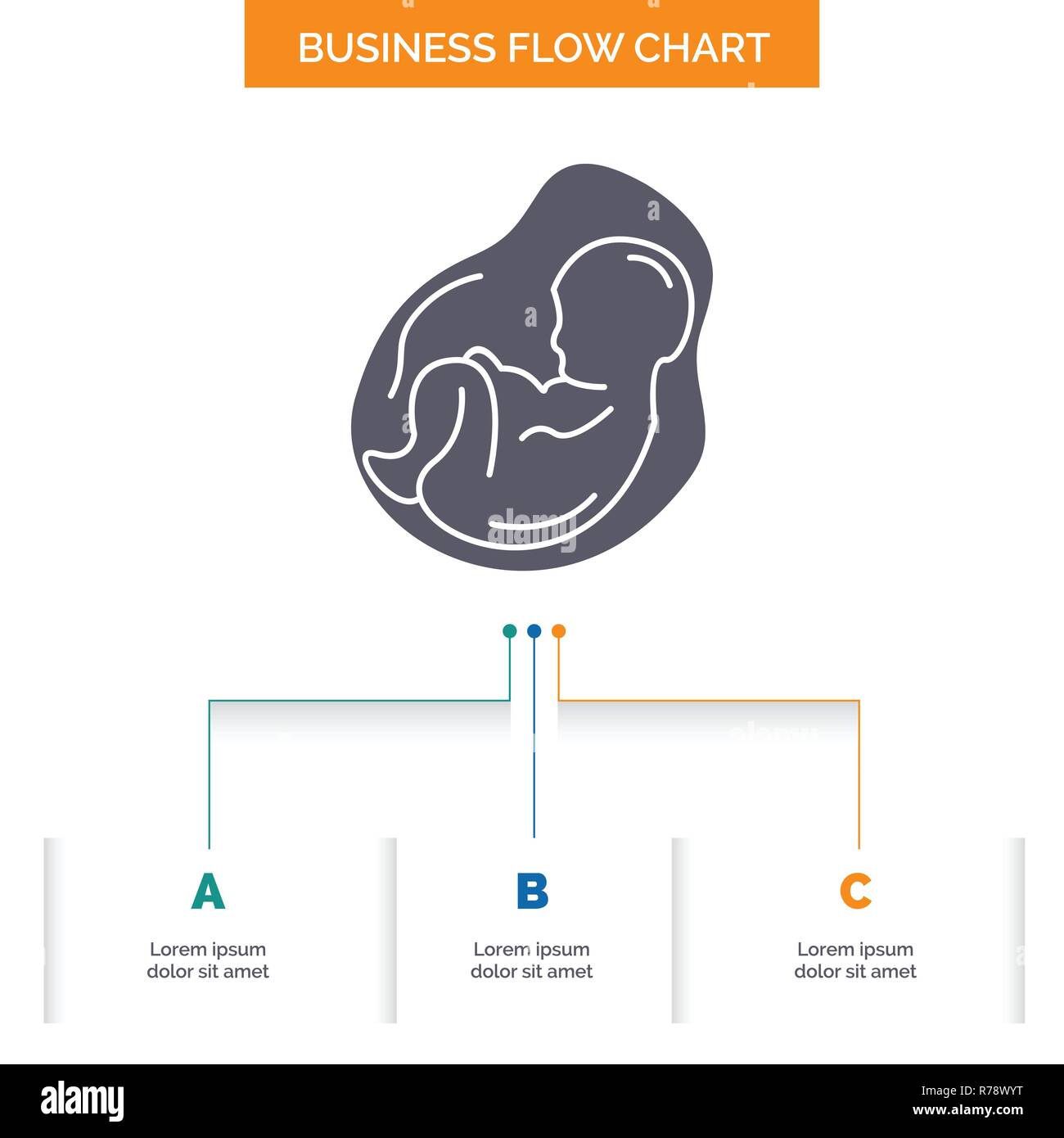 Bebe La Grossesse Les Femmes Enceintes De L Obstetrique L Entreprise De Conception Graphique De Flux Fœtus Avec 3 Etapes Presentation De L Icone Glyphe Arriere Plan Modele Place Pour Le Texte Image Vectorielle Stock