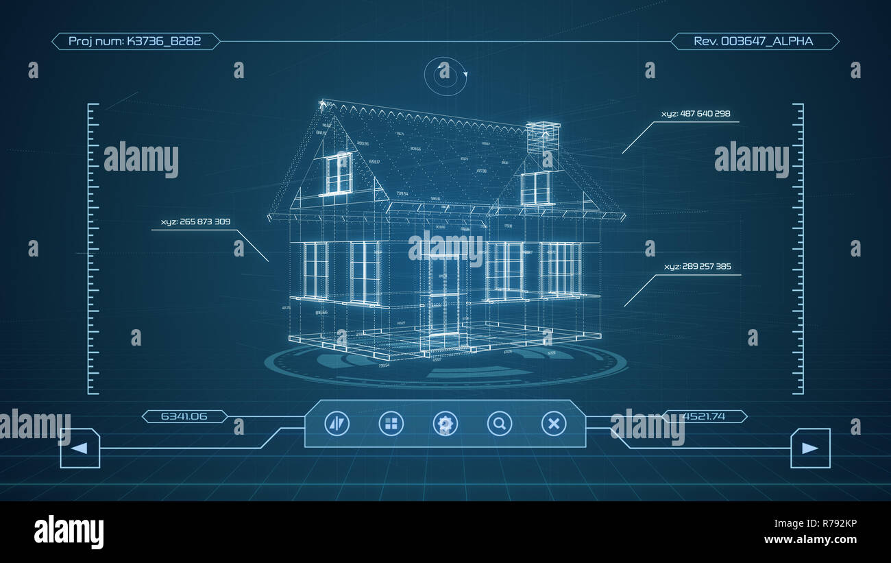 L'interface du logiciel cad futuriste Banque D'Images