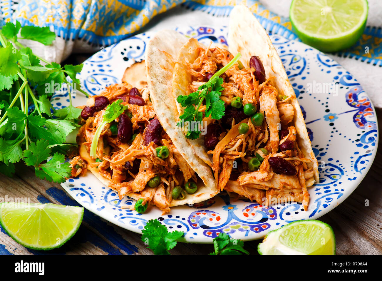 Poulet à la mijoteuse cuisine tex-mex.selective focus Banque D'Images