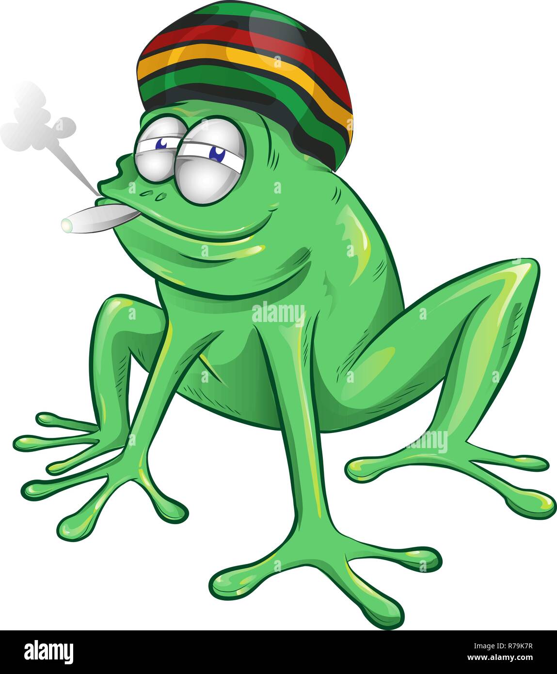 Funny cartoon grenouille jamaïcaine isolé sur fond blanc Illustration de Vecteur