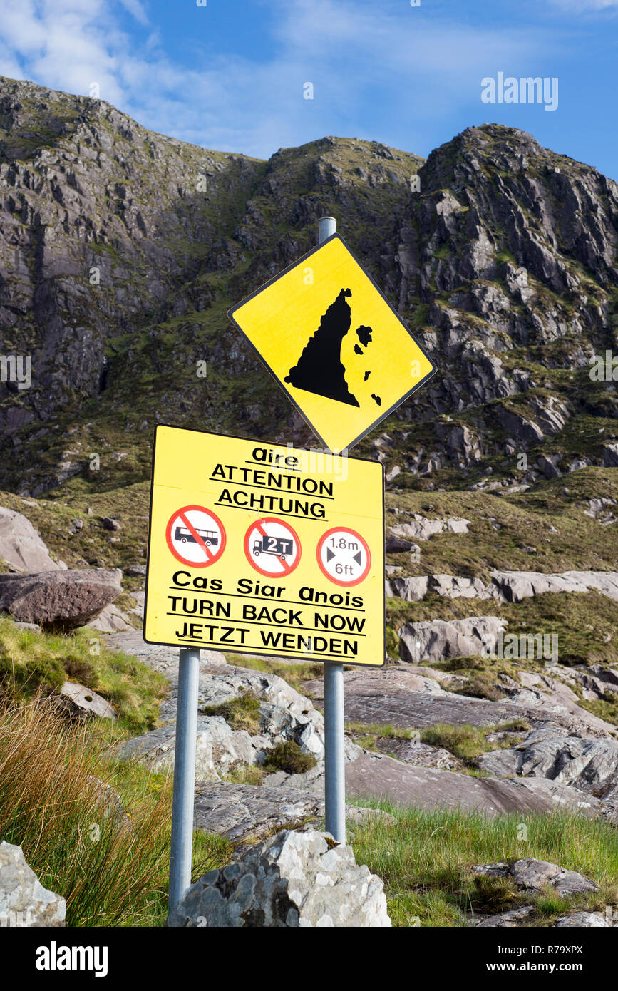 Panneau d'avertissement à l'Conor Pass Banque D'Images
