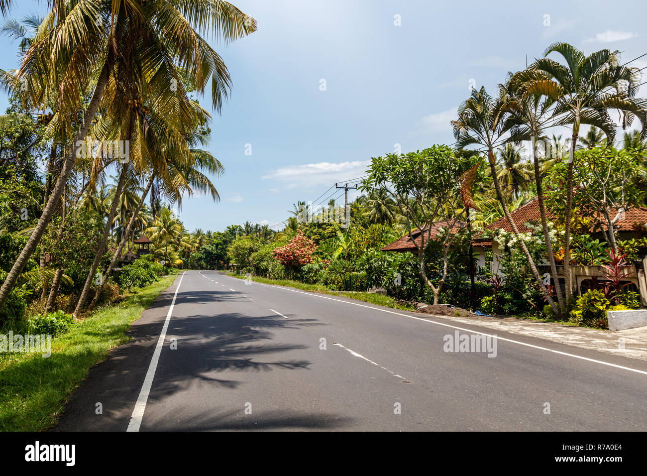 Route à travers la région de Tabanan, Bali, Indonésie. Banque D'Images