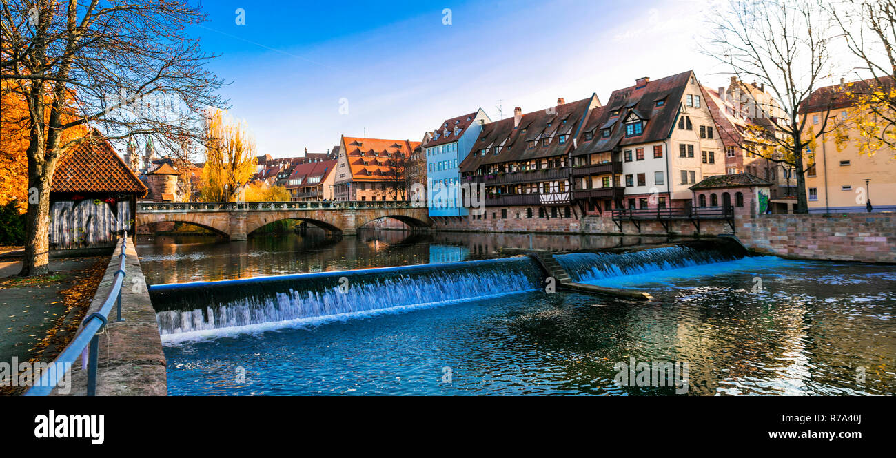 Belle vieille ville de Nuremberg,vue panoramique,Bavaria,Allemagne. Banque D'Images