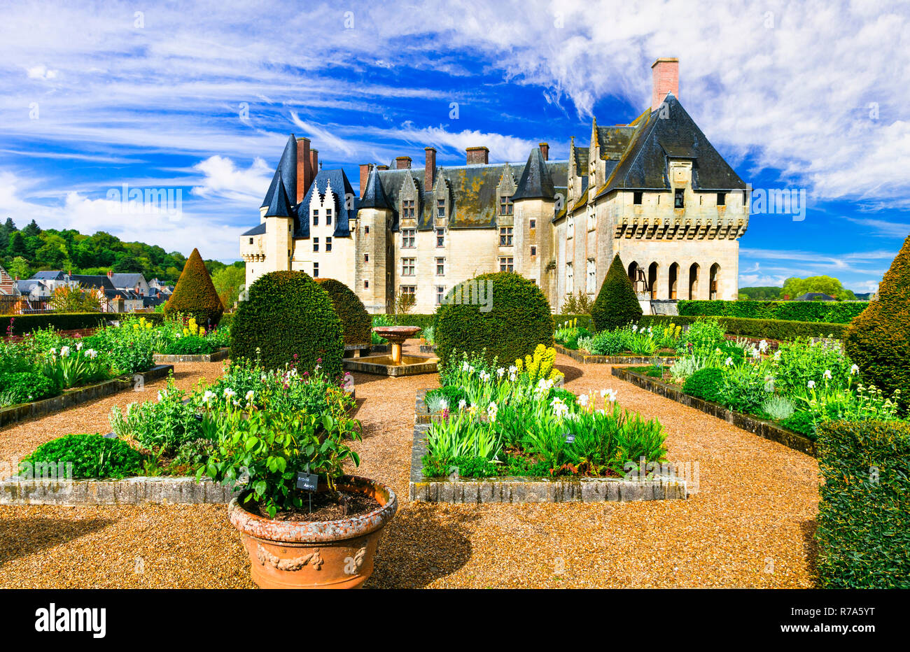 Beau château médiéval de Langeais,Val de Loire,France. Banque D'Images