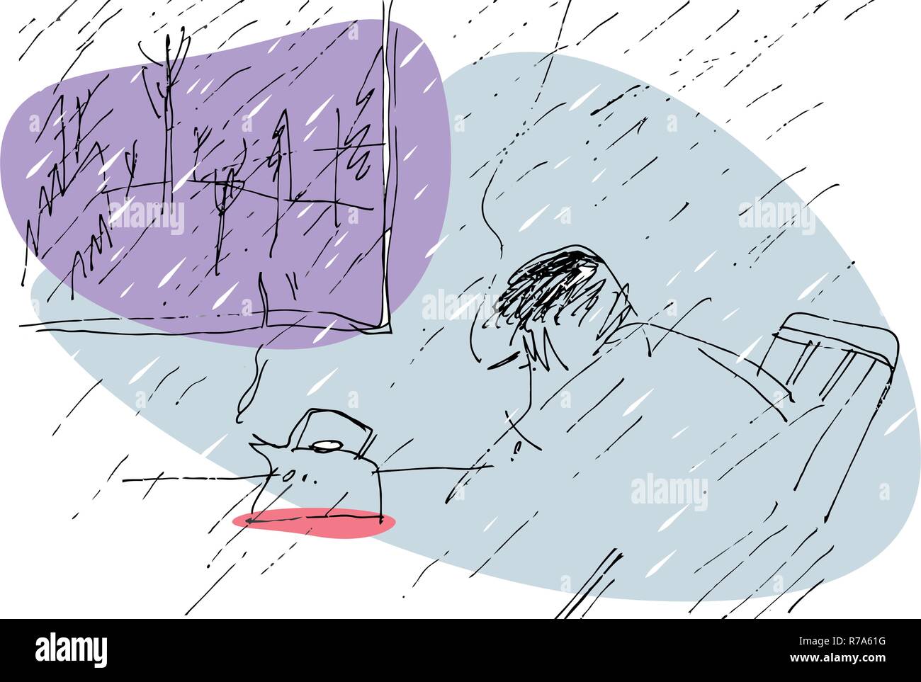 Triste jour de pluie en version couleur Illustration de Vecteur