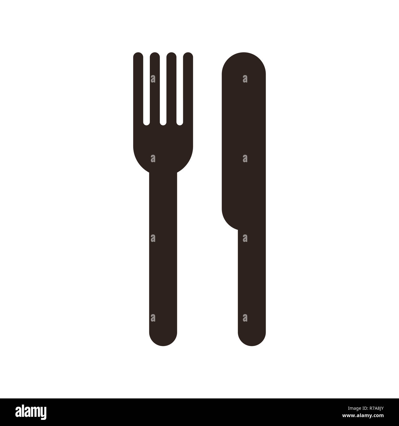 Inscrivez-fourchette et couteau isolé sur fond blanc Banque D'Images