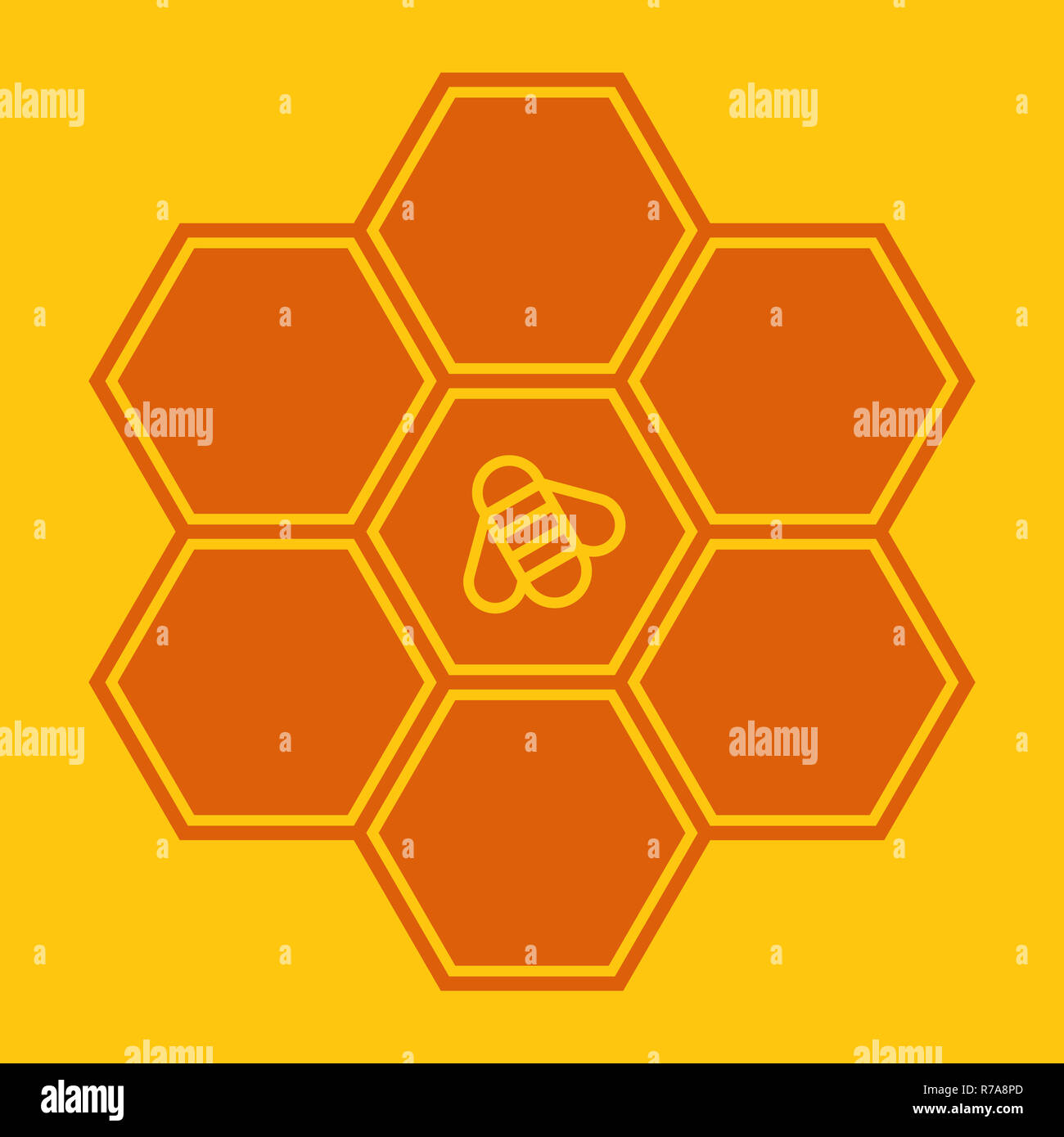 Sur l'abeille à miel sur fond jaune Banque D'Images