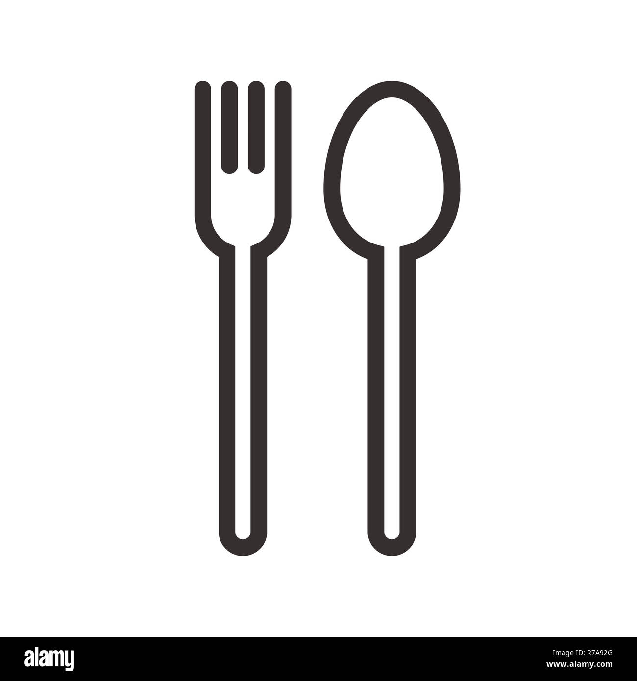 Fourchette et cuillère signe isolé sur fond blanc Banque D'Images