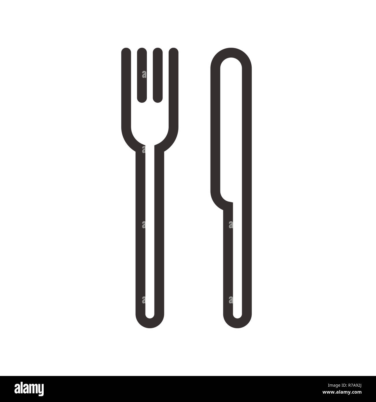 Inscrivez-fourchette et couteau isolé sur fond blanc Banque D'Images