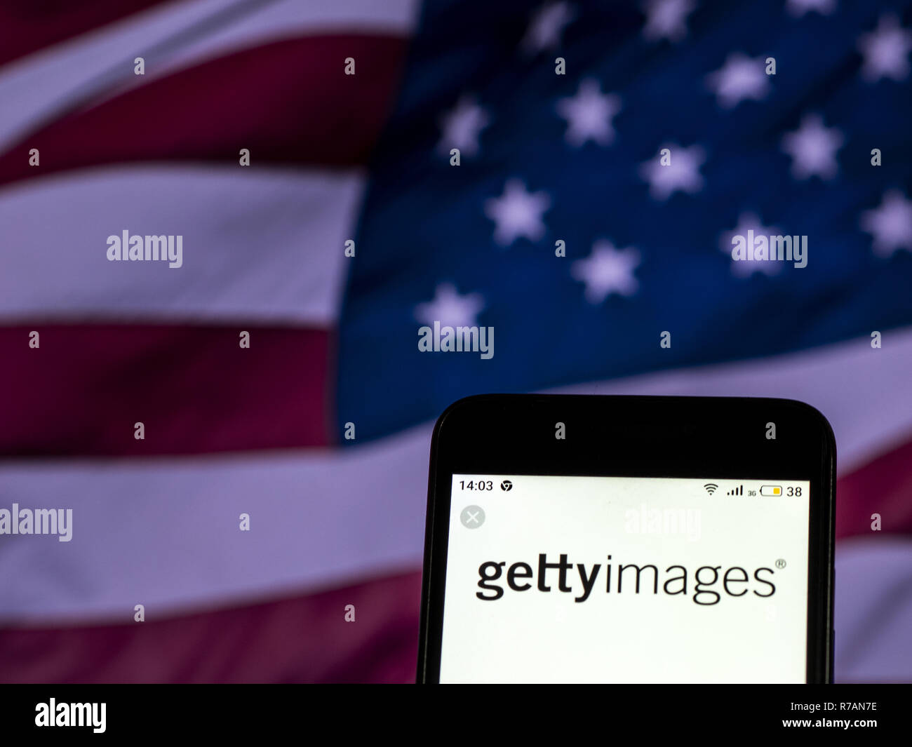 Kiev, Ukraine. 7 Décembre, 2018. Getty Images médias Logo de l'entreprise vu affichée sur téléphone intelligent. Crédit : Igor Golovniov SOPA/Images/ZUMA/Alamy Fil Live News Banque D'Images