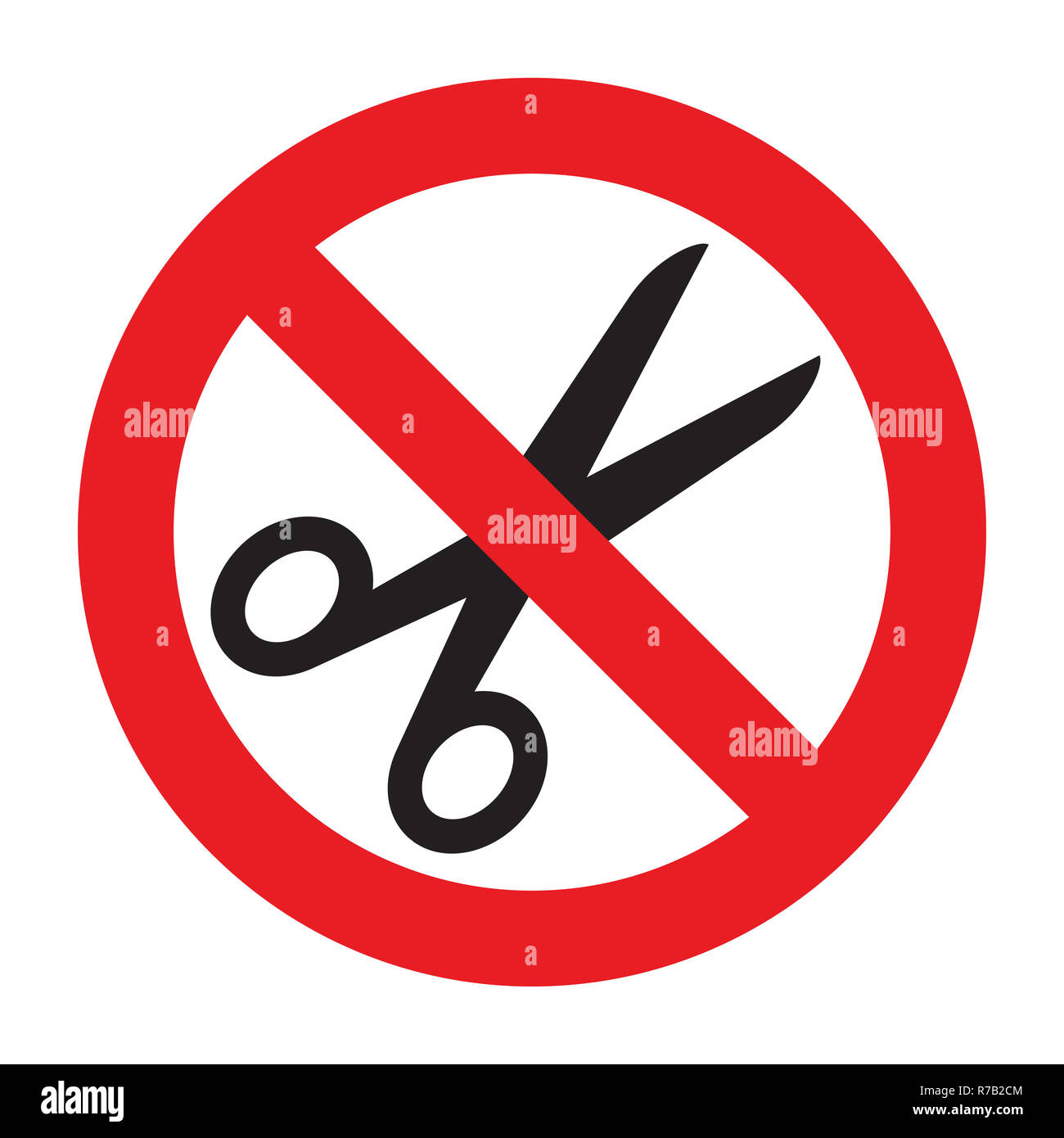 Aucun signe de ciseaux isolé sur fond blanc Banque D'Images