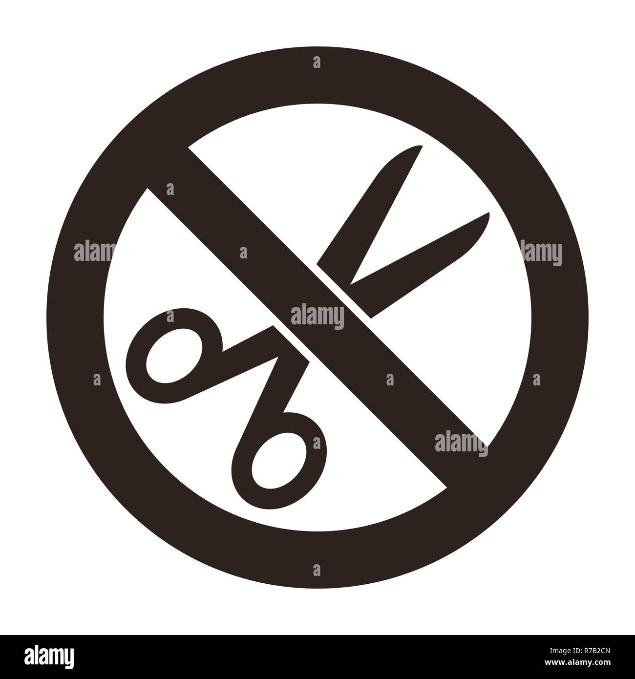 Aucun signe de ciseaux isolé sur fond blanc Banque D'Images