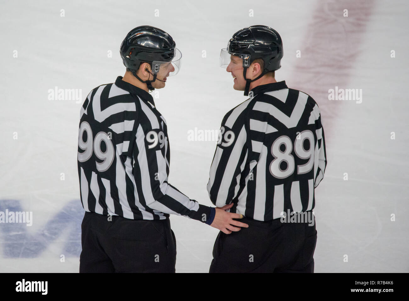 07.12.2018. RIGA, Lettonie. Ligue de hockey de l'équipe (KHL) saison 2018/2019 Dinamo Riga jeu vs Salavat. Banque D'Images