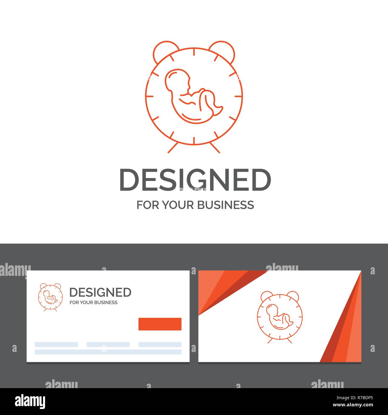 Logo D Entreprise Modele De Prestation De Services Temps Bebe Naissance Enfant Cartes De Visite Orange Avec Logo Marque Template Image Vectorielle Stock Alamy
