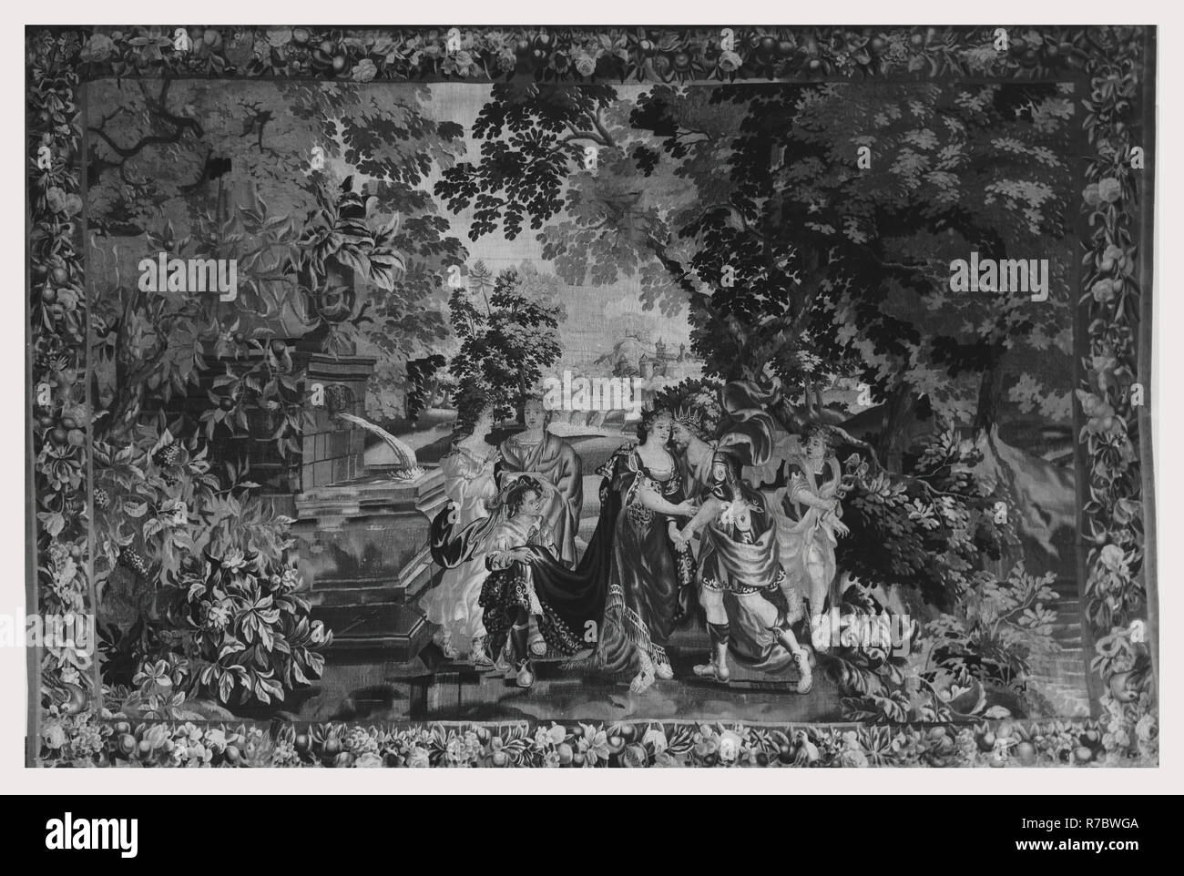 Paysage avec Jupiter Juno réunion (Hera) près de la fontaine, que le mercure (Hermes) montres Banque D'Images