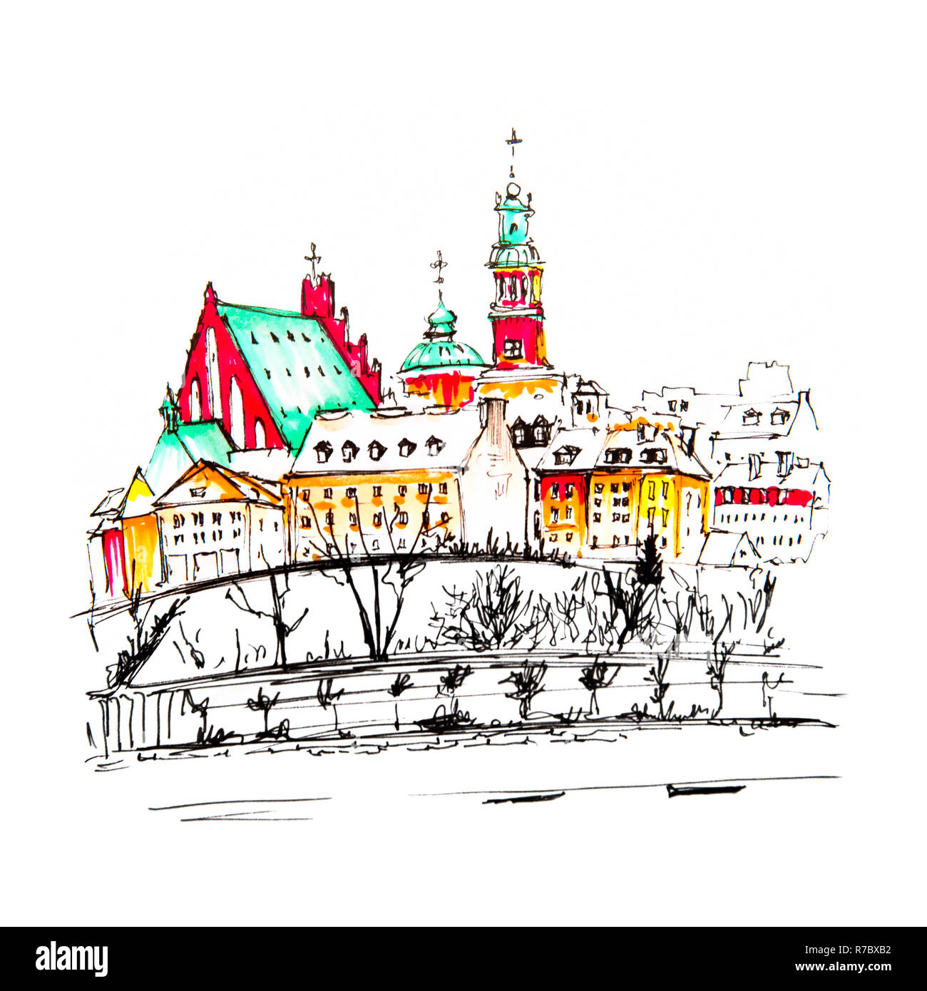 Vieille ville et de la rivière Vistule, à Varsovie, Pologne. Banque D'Images