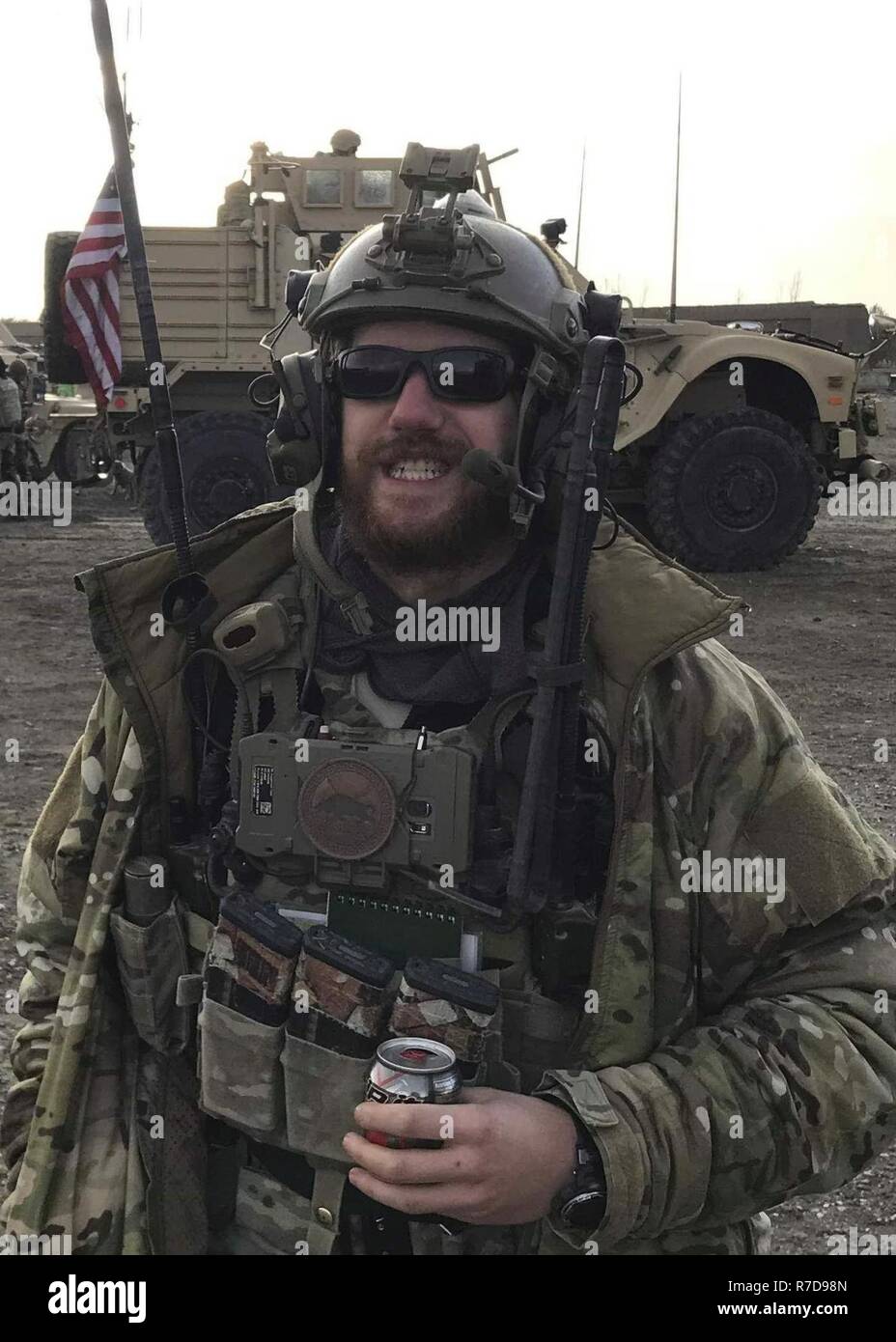 Le sergent de l'US Air Force. Dylan Elchin, un contrôleur de combat tactiques spéciales avec la 26e Special Tactics Squadron, a été tué lorsque son véhicule a heurté un engin explosif improvisé dans la province de Ghazni, Afghanistan, le 27 novembre 2018. Banque D'Images