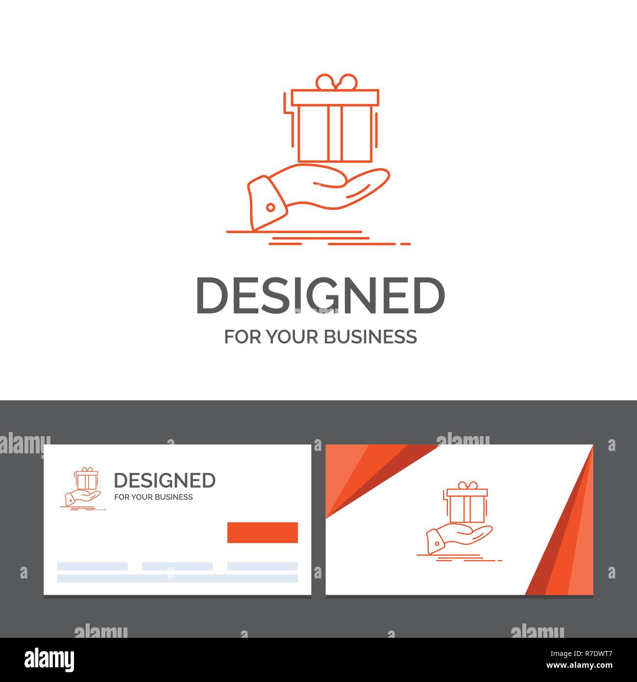 Logo d'entreprise modèle pour cadeau, surprise, idée, solution,  anniversaire. Cartes de visite orange avec logo marque template Image  Vectorielle Stock - Alamy