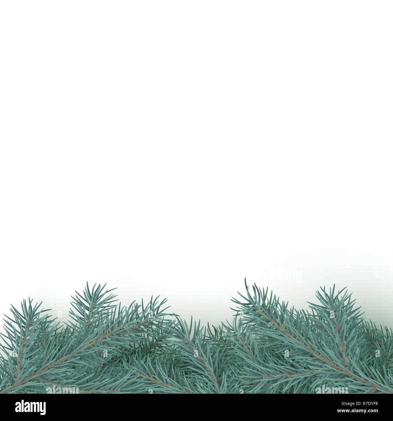 Sapin fond frontière réaliste. Brancher l'arbre de Noël de texture. Décorations de saison d'hiver avec l'espace pour le texte. Vector illustration isolé o Illustration de Vecteur