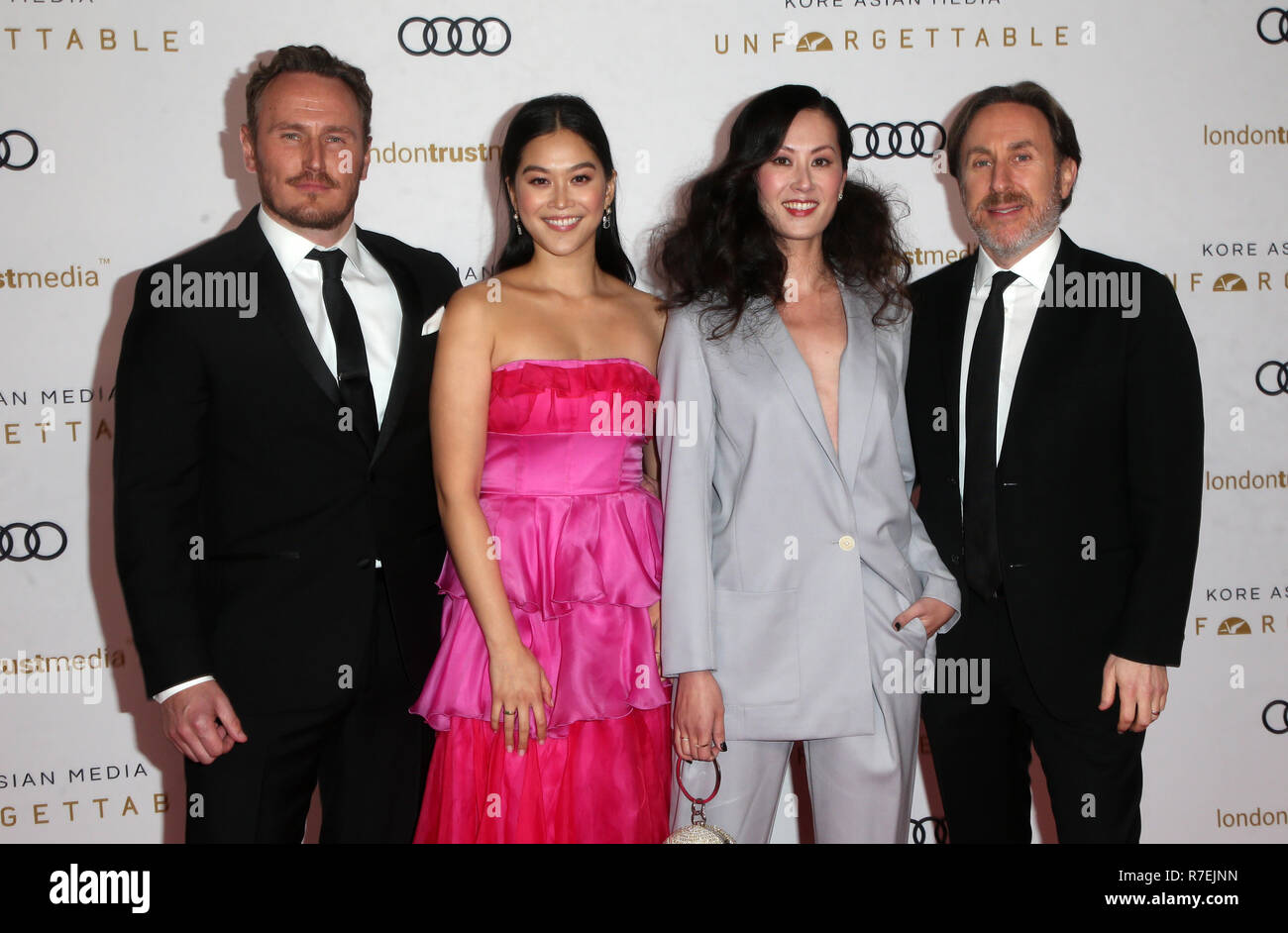 Californie, USA. Dec 8, 2018. Dean Jagger, Dianne Doan, Olivia Cheng, Jonathan Trooper, à l'Asian Media Kore's 17th Annual gala inoubliable au Beverly Hilton le 8 décembre 2018 à Beverly Hills, Californie. Credit : Faye Sadou/media/Alamy Punch Live News Banque D'Images