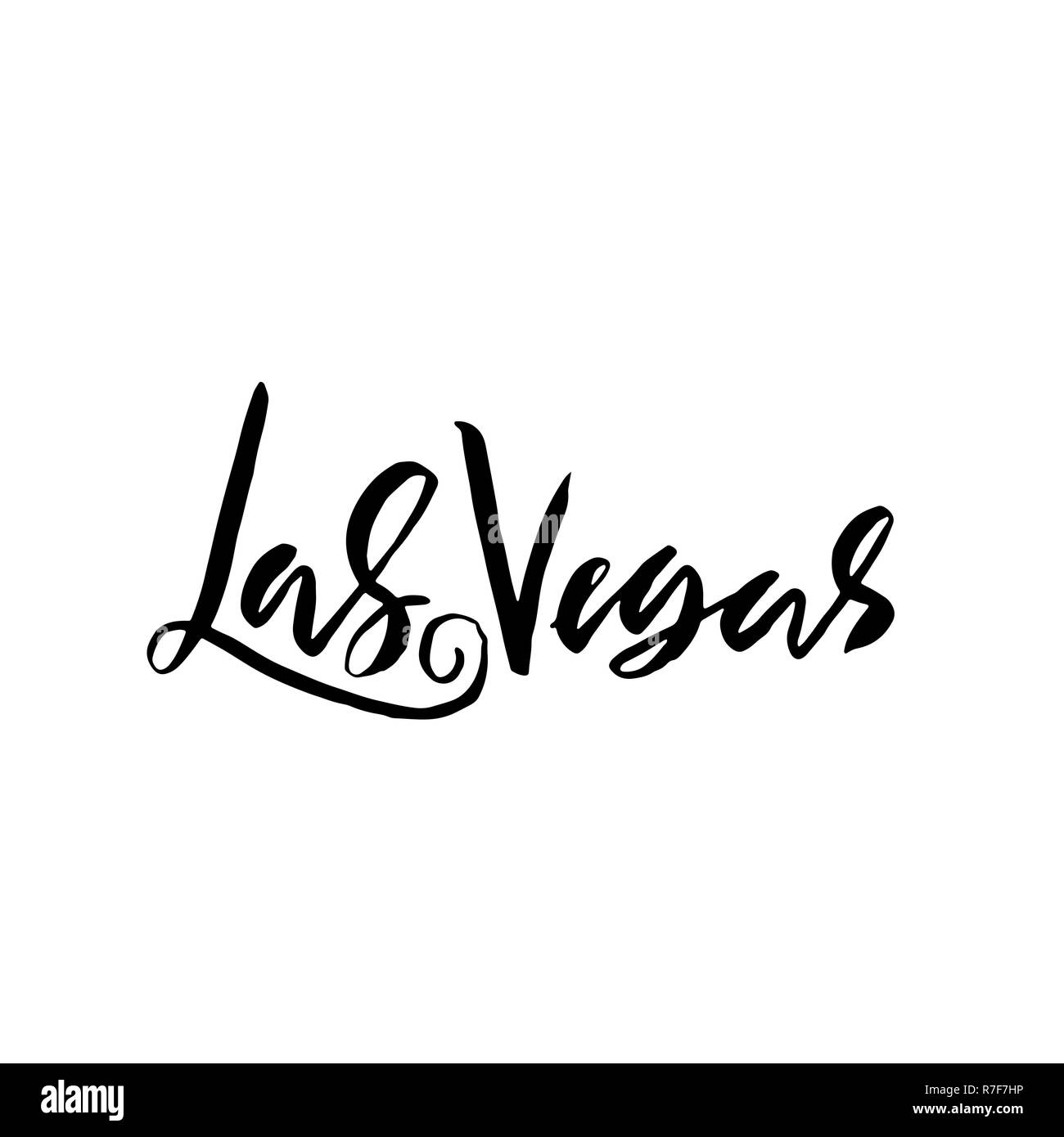 Las Vegas, USA. Typographie design lettrage à brosse. L'affiche de la calligraphie à la main. Vector illustration. Illustration de Vecteur