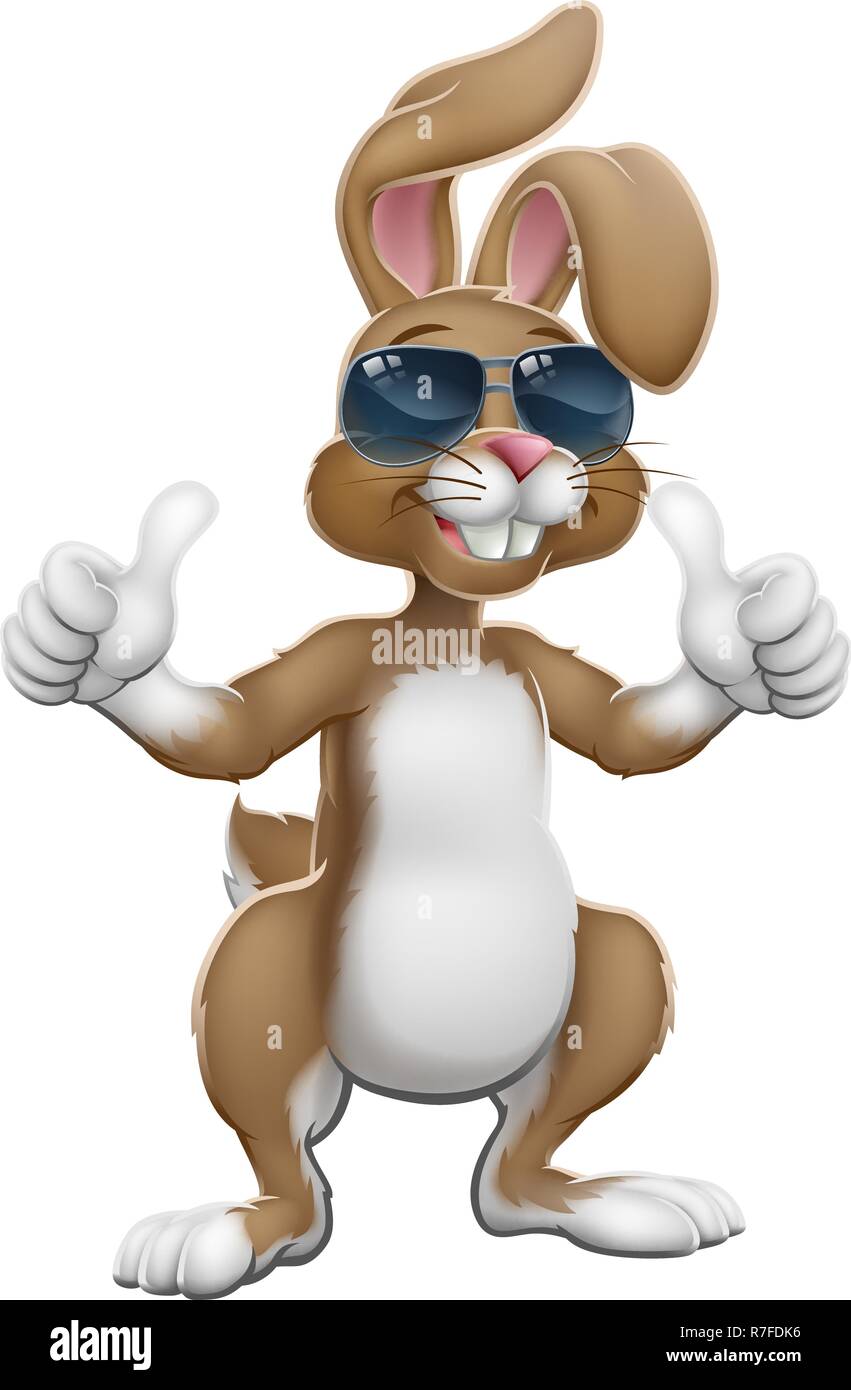 Lapin de Pâques Lapin Cool Cartoon Giving Thumbs Up Illustration de Vecteur
