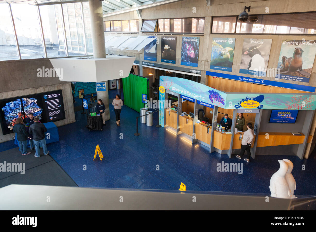 Hall d'entrée à l'Aquarium de la Nouvelle-Angleterre, Boston, Massachusetts, États-Unis d'Amérique. Banque D'Images