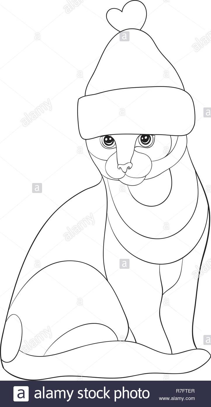 Un Chat De Dessin Animé Portant Un Chapeau De Noël Libre