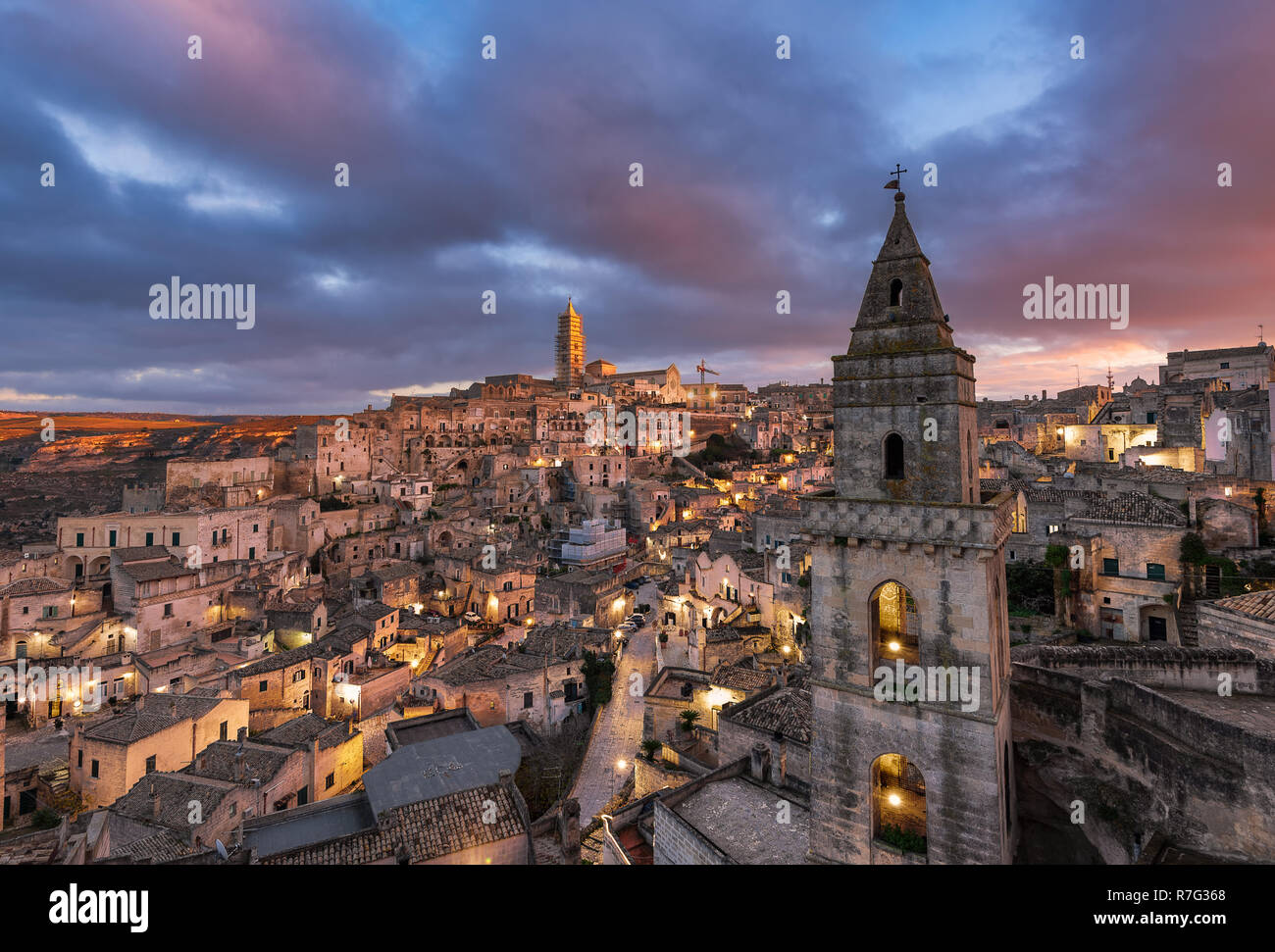 Matera- la capitale de la culture européenne pour 2019. Une ville médiévale de la fairytales Banque D'Images