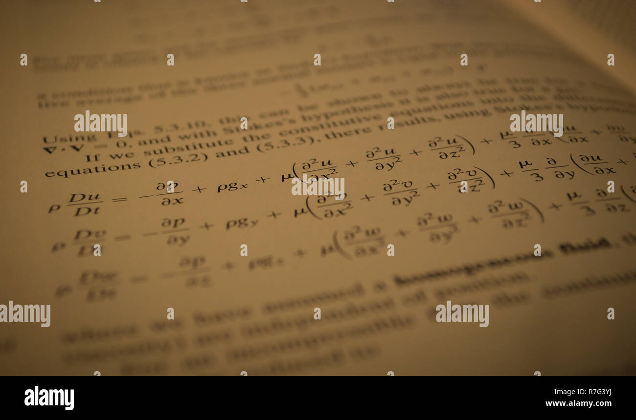 Les équations de la mécanique des fluides Banque D'Images