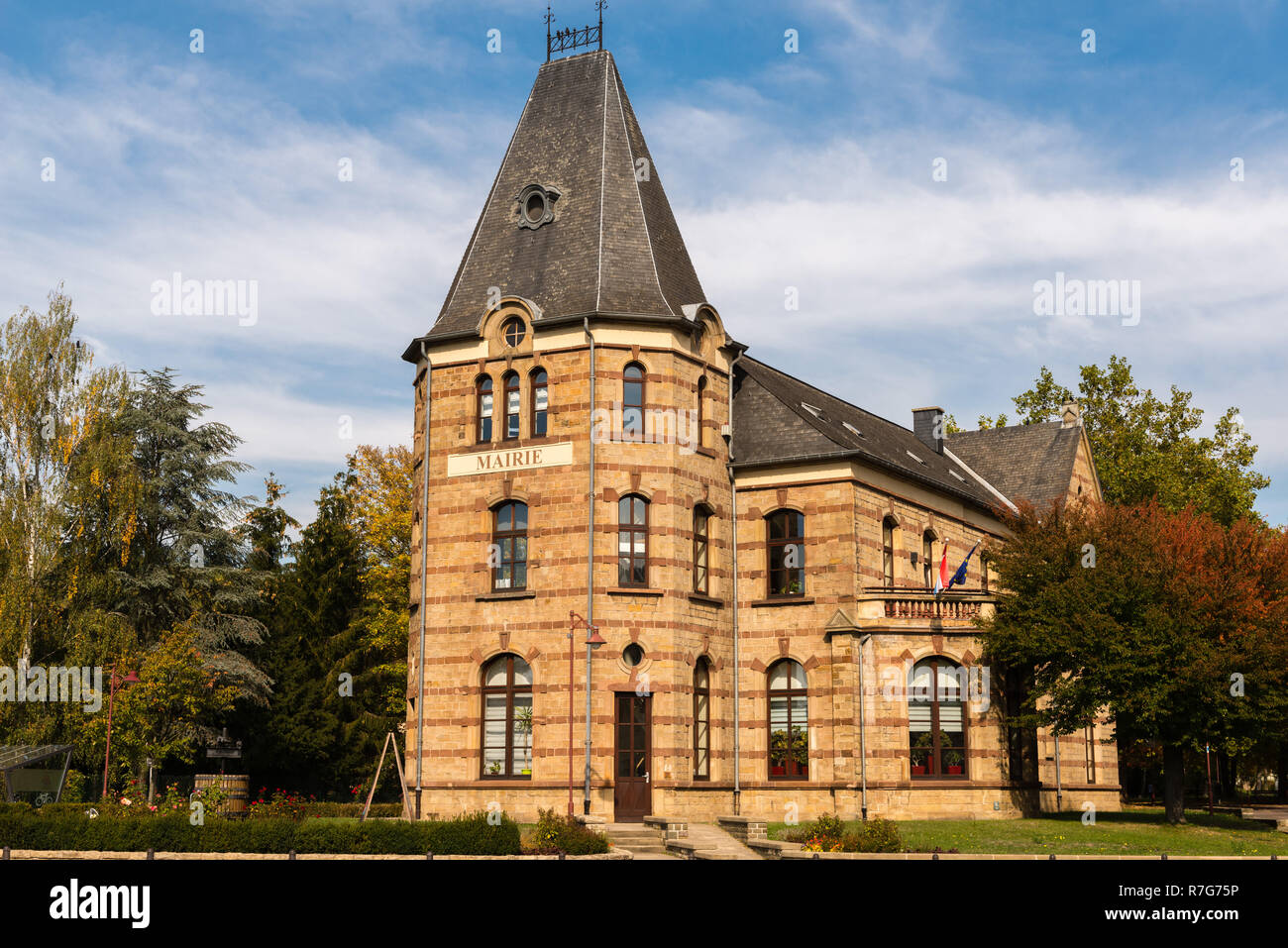 Mairie de Mertert, Grevenmacher, Grand-Duché de Luxembourg, ville frontière de l'Allemagne, de l'Europe Banque D'Images