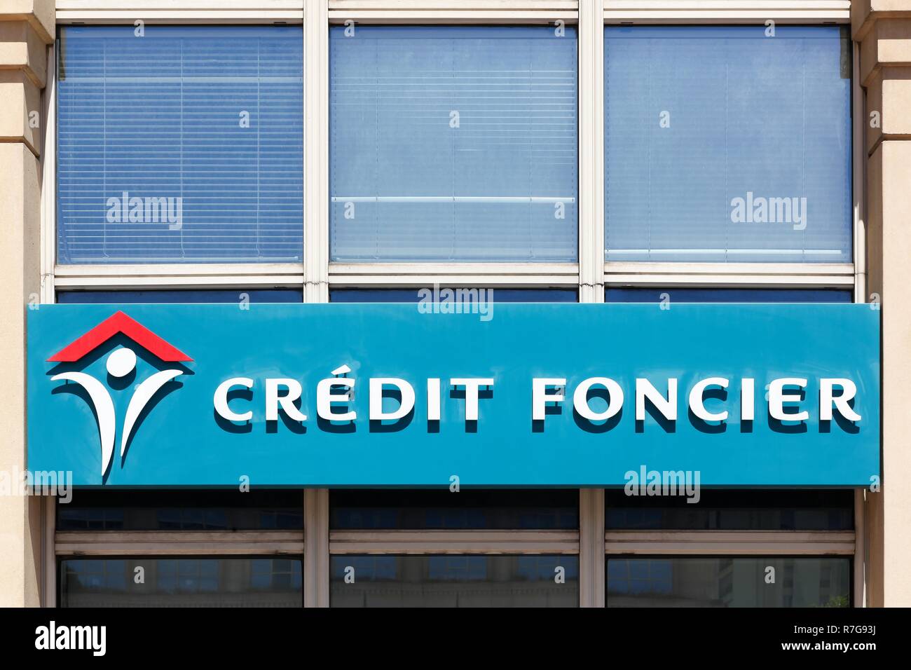 Montpellier, France - le 5 juillet 2018 : le crédit foncier logo sur un mur. Le Crédit Foncier de France est une banque hypothécaire nationale de France Banque D'Images